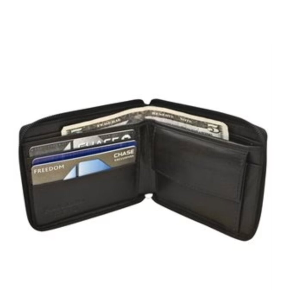 RFID Leather Zipper Wallet